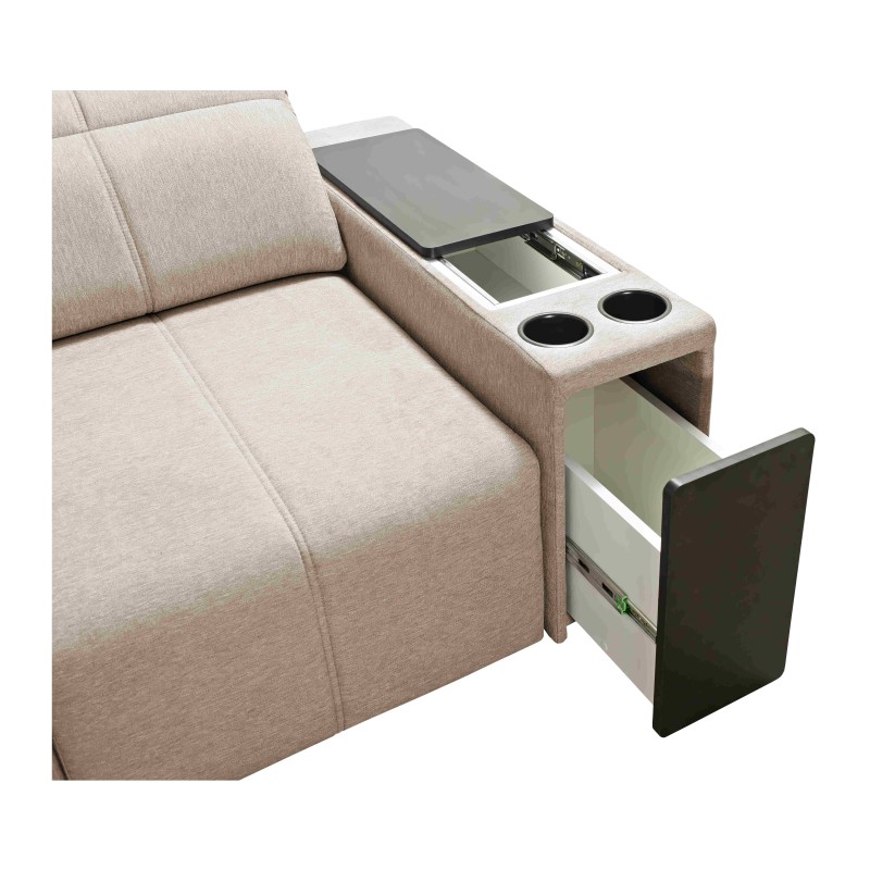 Elegantes Ecksofa Milano XII mit Schlaffunktion - Stoff Flechtwerk, Verita 88