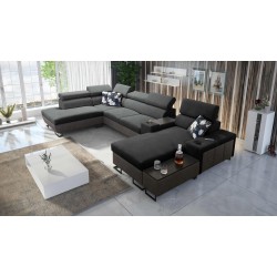 U-Shaped Prestige V Sectional Sofa with Sleeping Function and USB Port | High-Quality Furniture