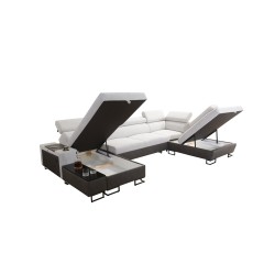 U-shaped corner sofa Prestige VI with a sleeping function, Soft to the touch, Freya 210.02 + Tauro 8202, USB port - Luxury in yo