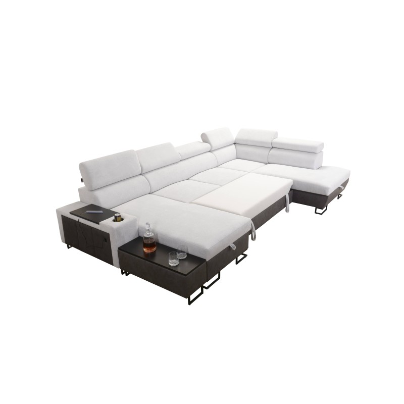 U-shaped corner sofa Prestige VI with a sleeping function, Soft to the touch, Freya 210.02 + Tauro 8202, USB port - Luxury in yo