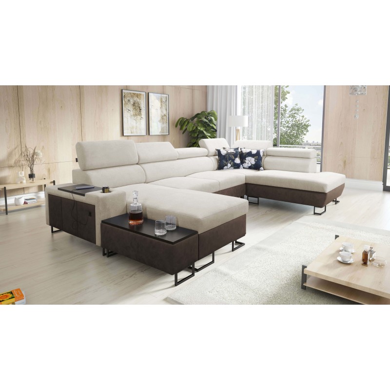 U-förmiges Ecksofa Prestige VI mit Schlaffunktion, Weich im Griff, Freya 210.02 + Tauro 8202, USB-Anschluss - Luxus in Ihrem Woh