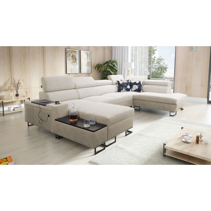 U-förmiges Ecksofa Prestige VI mit Schlaffunktion, Weich im Griff, Freya 210.02 + Tauro 8203, USB-Anschluss - Luxus in Ihrem Woh