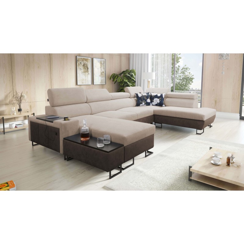 U-förmiges Ecksofa Prestige VI mit Schlaffunktion, Weich im Griff, Freya 210.04 + Tauro 8202, USB-Anschluss - Luxus in Ihrem Woh