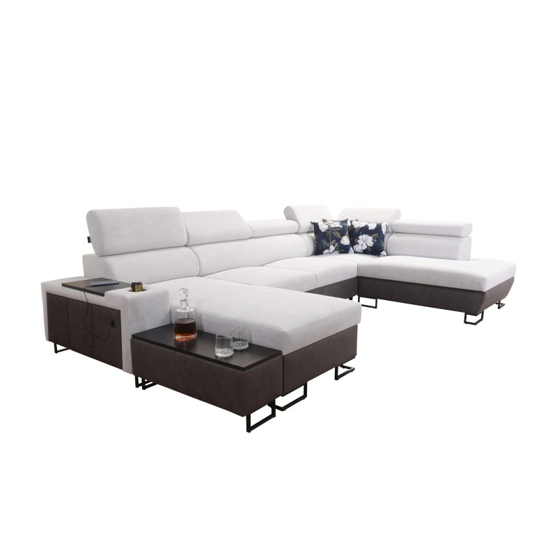U-shaped corner sofa Prestige VI with a sleeping function, Soft to the touch, Freya 210.08 + Tauro 8203, USB port - Luxury in Yo