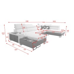 U-shaped corner sofa Prestige VI with a sleeping function, Soft to the touch, Freya 210.08 + Tauro 8203, USB port - Luxury in Yo