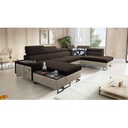 U-shaped corner sofa Prestige VI with a sleeping function, Soft to the touch, Freya 210.08 + Tauro 8203, USB port - Luxury in Yo
