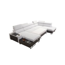 U-shaped Prestige VI corner sofa with a sleeping function, Soft to the touch, Freya 210.20 + Tauro 8207, USB port - Luxury in Yo