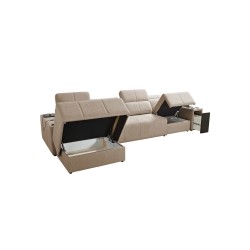 Elegant Milano XII Corner Sofa with Sleeping Function - Woven Fabric, Verita 80