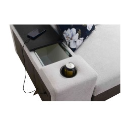 Sofá esquinero en forma de U Prestige VI con función para dormir, suave al tacto, Freya 210.23 + Tauro 8207, puerto USB - Lujo e