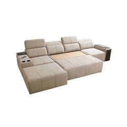 Elegant Milano XII Corner Sofa with Sleeping Function - Woven Fabric, Verita 80