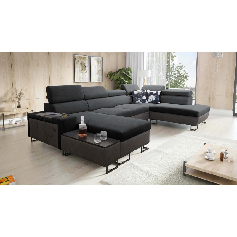 Кутовий диван у формі U Prestige VI з функцією сну, М'який на дотик, Freya 210.24 + Tauro 8207, USB-порт - Розкіш у вашій віталь