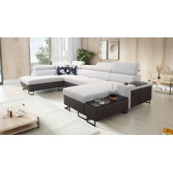 U-shaped Prestige VI sectional sofa with a sleeping function, Soft to the touch, Freya 210.18 + Tauro 8207, USB port - Luxury in