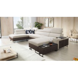 Narożnik w kształcie U Prestige VI z funkcją spania, Miękka w dotyku, Freya 210.02 + Tauro 8202, port USB - Luksus w Twoim salon