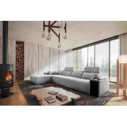 Elegant Milano XII Corner Sofa with Sleeping Function - Woven Fabric, Verita 80