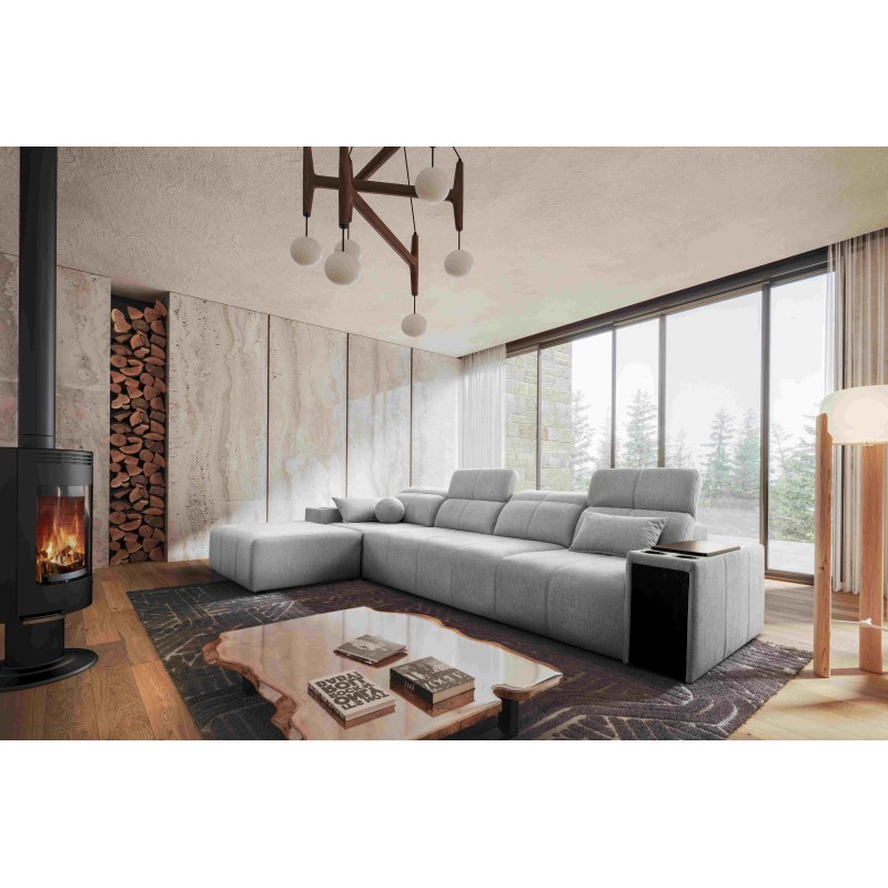 Elegantes Ecksofa Milano XII mit Schlaffunktion - Gewebter Stoff, Verita 80