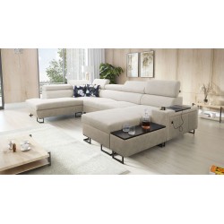 U-förmiges Ecksofa Prestige VI mit Schlaffunktion, Weich im Griff, Freya 210.02 + Tauro 8203, USB-Anschluss - Luxus in Ihrem Woh