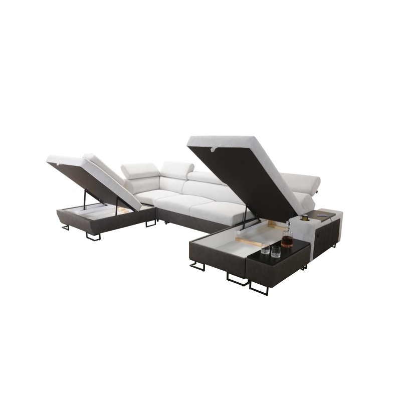 U-shaped corner sofa Prestige VI with a sleeping function, soft to the touch, Freya 210.04 + Tauro 8202, USB port - Luxury in yo