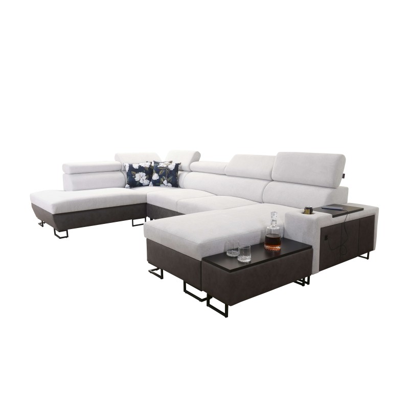 U-shaped corner sofa Prestige VI with a sleeping function, soft to the touch, Freya 210.04 + Tauro 8202, USB port - Luxury in yo