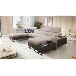 U-förmiges Ecksofa Prestige VI mit Schlaffunktion, Weich im Griff, Freya 210.04 + Tauro 8202, USB-Anschluss - Luxus in Ihrem Woh