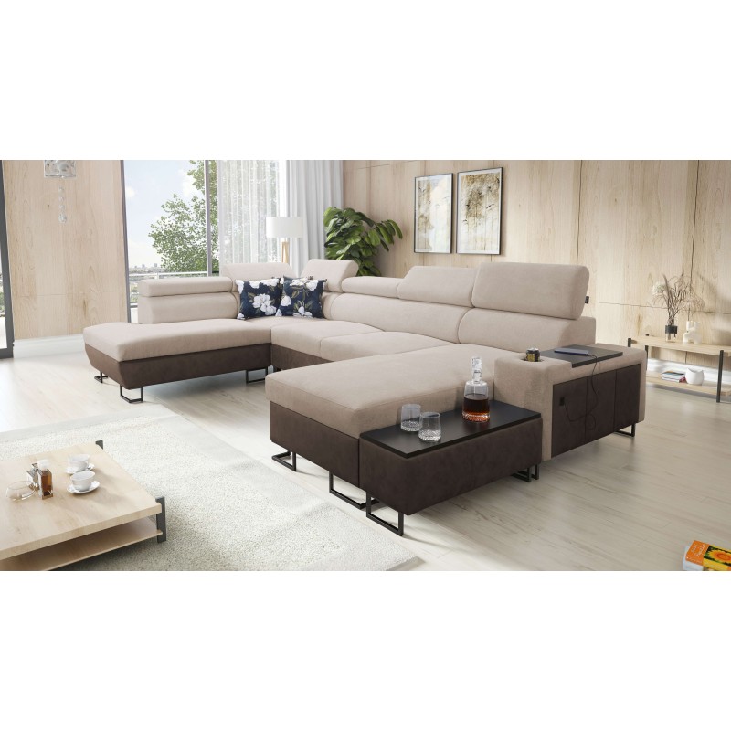 U-förmiges Ecksofa Prestige VI mit Schlaffunktion, Weich im Griff, Freya 210.04 + Tauro 8202, USB-Anschluss - Luxus in Ihrem Woh