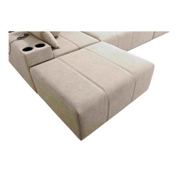Elegant Corner Sofa Milano XII with Sleeping Function - Woven Fabric, Verita 76