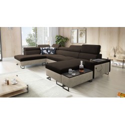 U-förmiges Sofa Prestige VI mit Schlaffunktion, Weicher Griff, Freya 210.08 + Tauro 8203, USB-Anschluss - Luxus in Ihrem Wohnzim