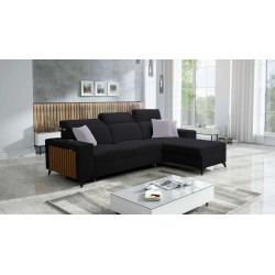 Esquina Alto I con función de cama y reposacabezas ajustables en tela Plecionka, Sawana 14 | Tus Muebles Ideales