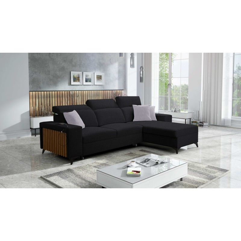 Esquina Alto I con función de cama y reposacabezas ajustables en tela Plecionka, Sawana 14 | Tus Muebles Ideales