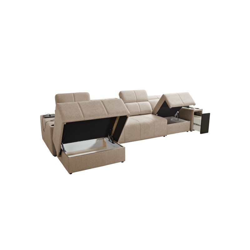 Elegant Corner Sofa Milano XII with Sleeping Function - Woven Fabric, Verita 76