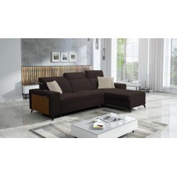 Ecksofa Alto I mit Schlaffunktion und verstellbaren Kopfstützen in Gewebestoff Plecionka, Sawana 26 | Ihre Ideal Möbel