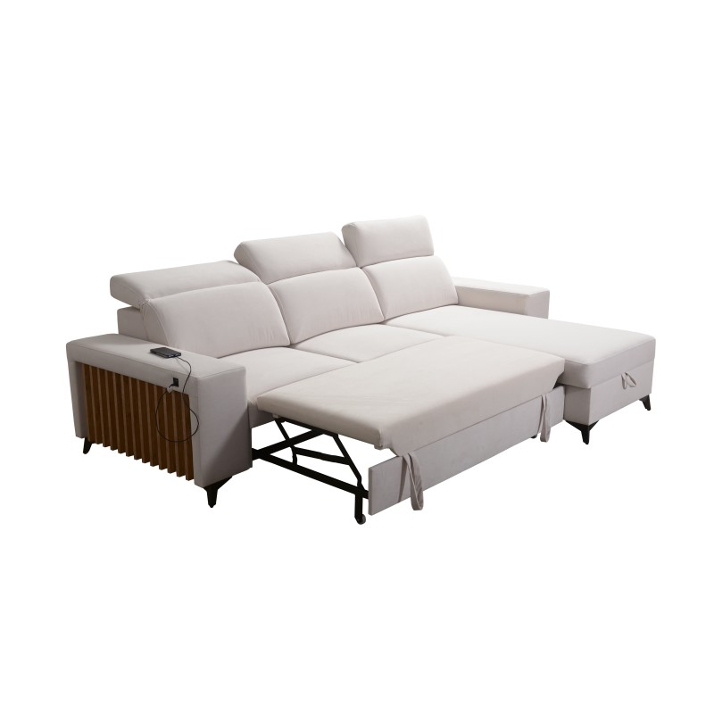 Alto I Corner Sofa with Sleeping Function and Adjustable Headrests in Plecionka Fabric, Sawana 26 | Your Perfect Furniture