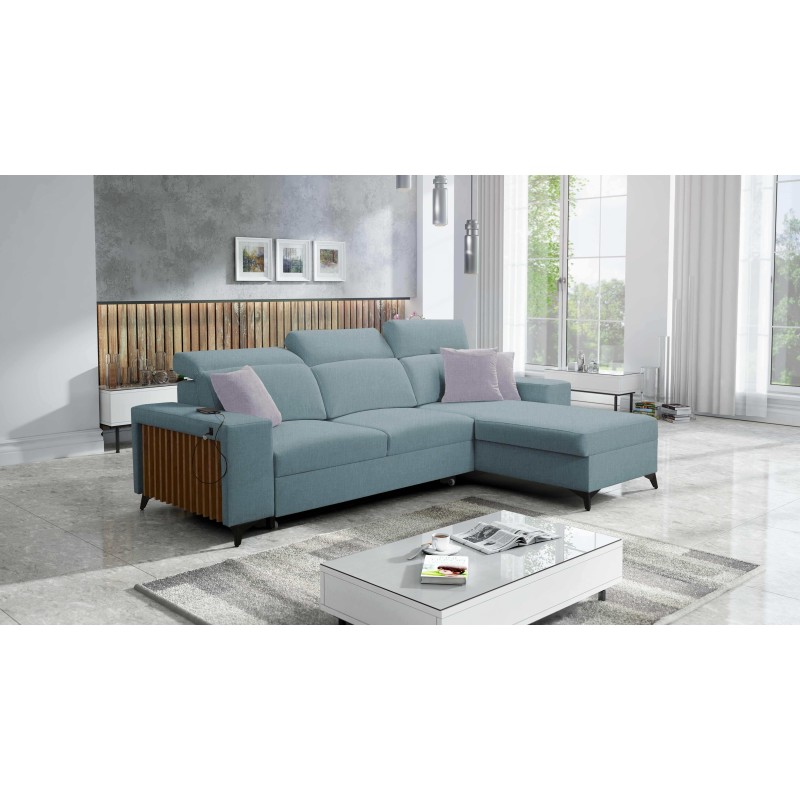 Alto I Corner Sofa with Sleeping Function and Adjustable Headrests in Plecionka Fabric, Sawana 72 | Your Ideal Furniture