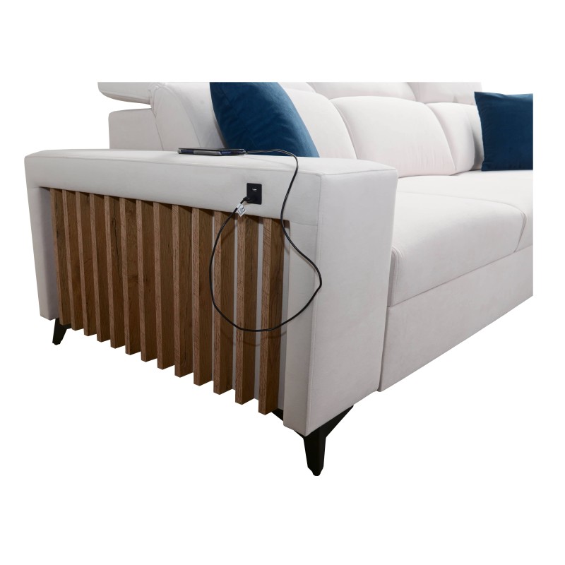 Alto I Corner Sofa with Sleeping Function and Adjustable Headrests in Plecionka Fabric, Sawana 72 | Your Ideal Furniture