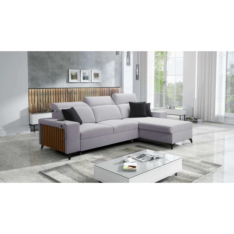 Alto I Corner Sofa with Sleeping Function and Adjustable Headrests in Plecionka Fabric, Sawana 84 | Your Ideal Furniture