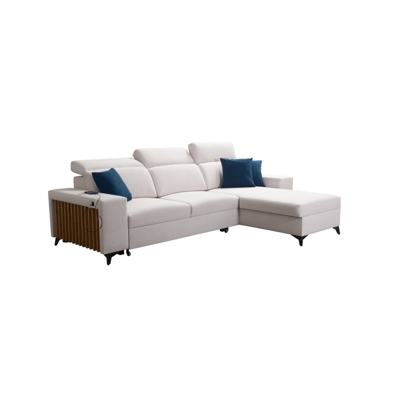 Alto I Corner Sofa with Sleeping Function and Adjustable Headrests in Plecionka Fabric, Sawana 84 | Your Ideal Furniture
