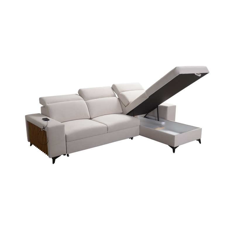 Alto I Corner Sofa with Sleeping Function and Adjustable Headrests in Plecionka Fabric, Sawana 84 | Your Ideal Furniture