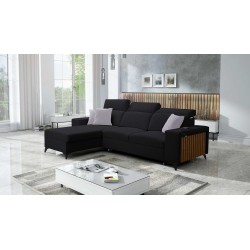 Esquina Alto I con función de cama y reposacabezas ajustables en tela Plecionka, Sawana 14 | Tus Muebles Ideales