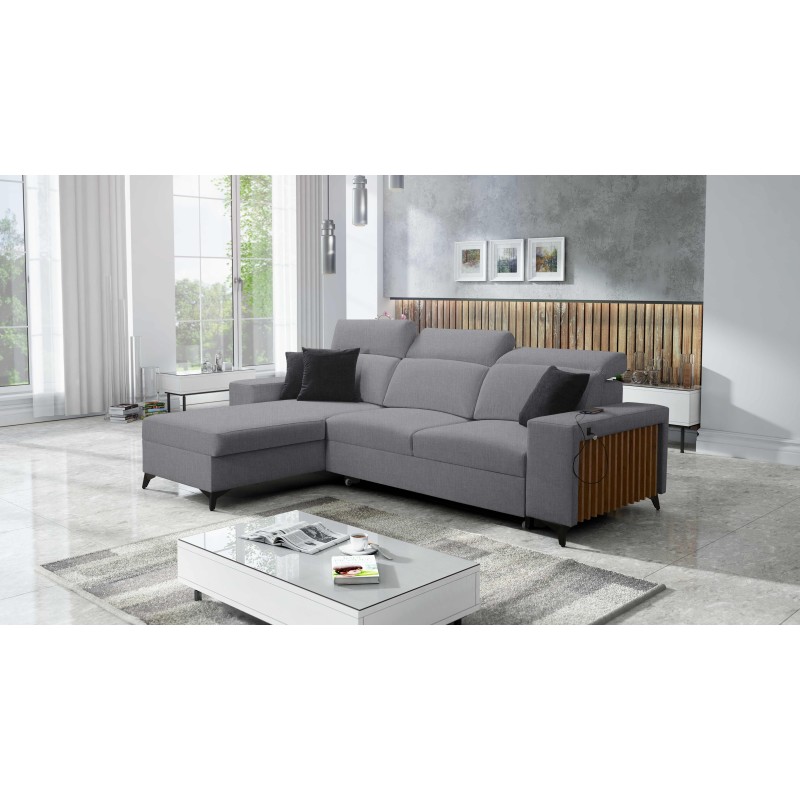 Alto I corner sofa with a sleeping function and adjustable headrests in Plecionka fabric, Sawana 21 | Your Ideal Furniture