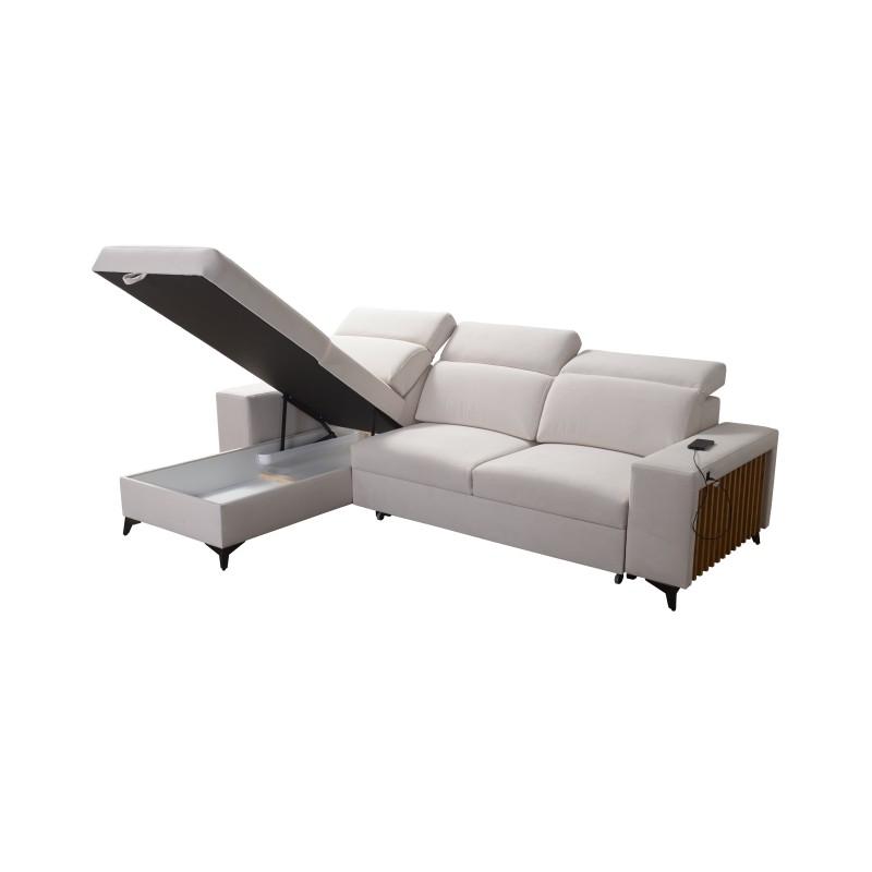 Alto I Corner Sofa with Sleeping Function and Adjustable Headrests in Plecionka Fabric, Sawana 25 | Your Ideal Furniture