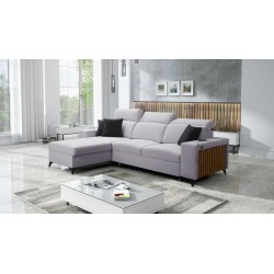 Esquina Alto I con función de cama y reposacabezas ajustables en tela Plecionka, Sawana 84 | Tus Muebles Ideales