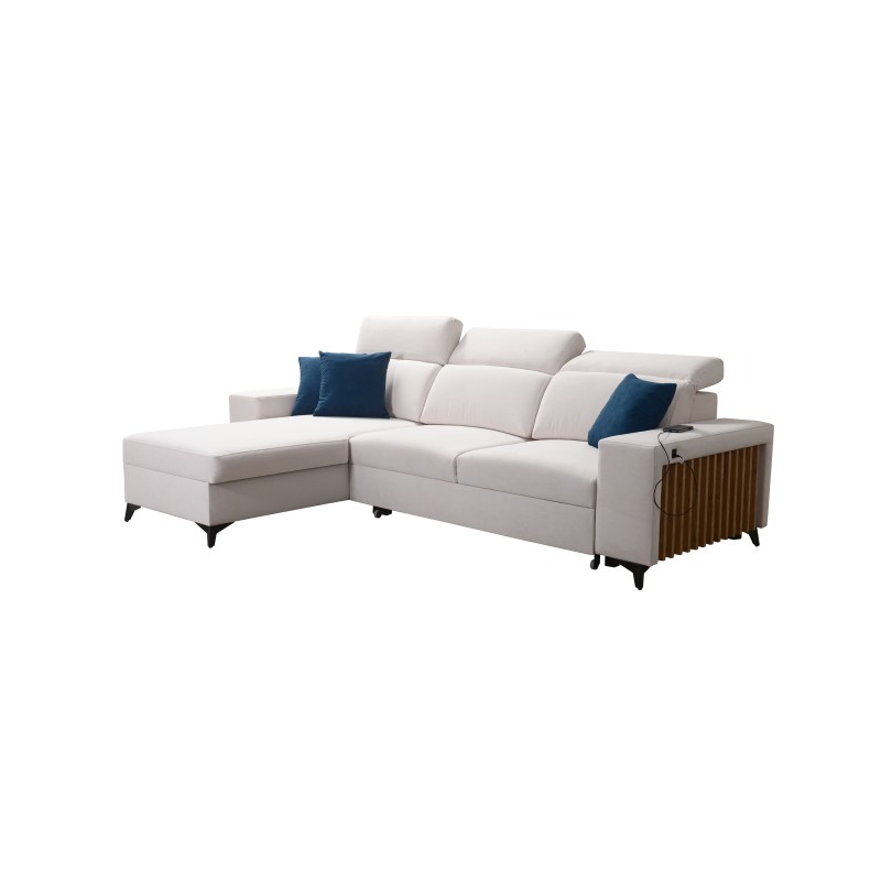 Alto I Corner Sofa with Sleeping Function and Adjustable Headrests in Plecionka Fabric, Sawana 96 | Your Ideal Furniture