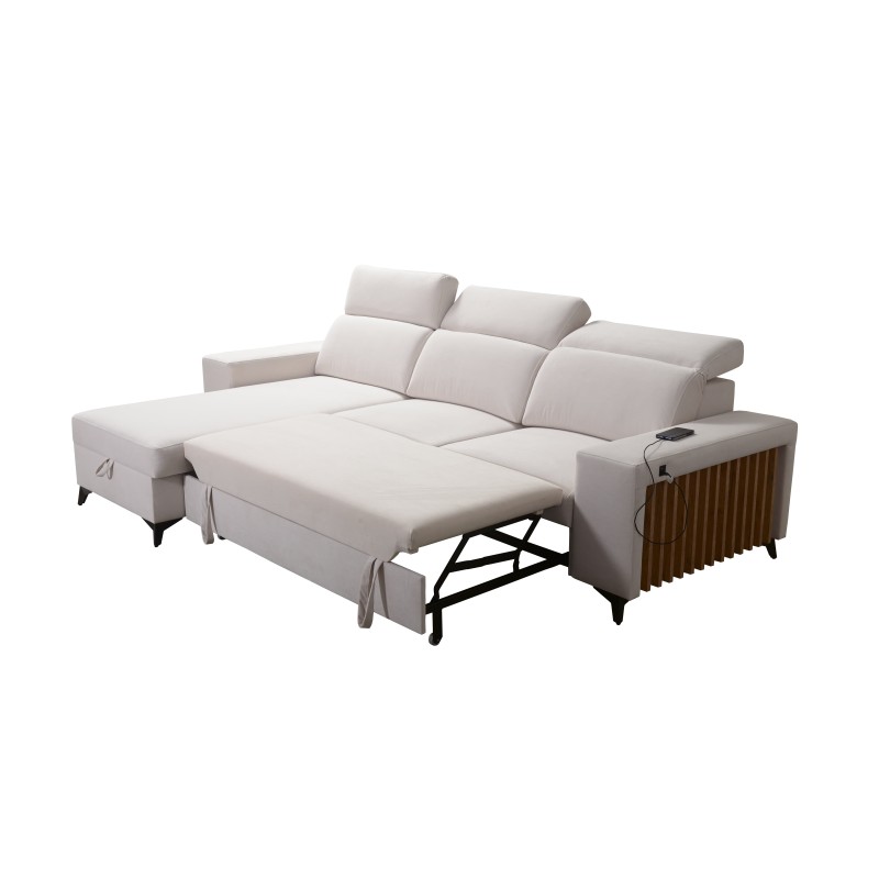 Alto I Corner Sofa with Sleeping Function and Adjustable Headrests in Plecionka Fabric, Sawana 96 | Your Ideal Furniture