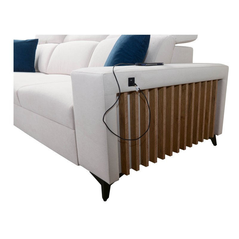 Alto I Corner Sofa with Sleeping Function and Adjustable Headrests in Plecionka Fabric, Sawana 96 | Your Ideal Furniture