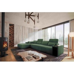 Elegant Milano XII Corner Sofa with Sleeping Function - Woven Fabric, Verita 75