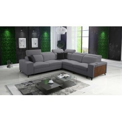 The Alto III corner sofa with slats, a sleeping function, and adjustable headrests in Plecionka fabric, Sawana 21.