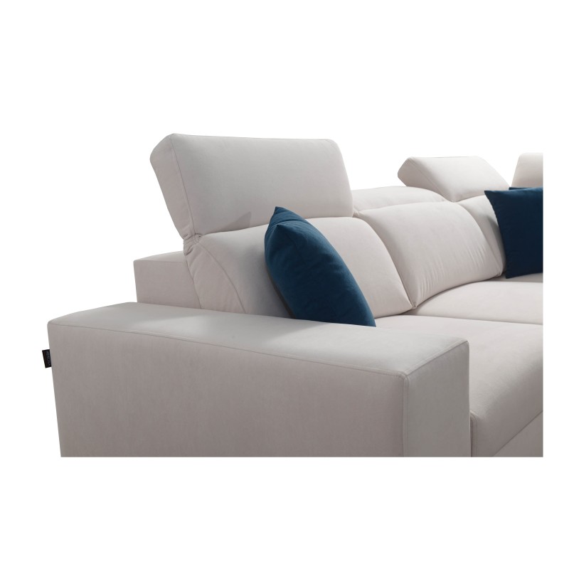 The Alto III corner sofa with slats, a sleeping function, and adjustable headrests in Plecionka fabric, Sawana 21.