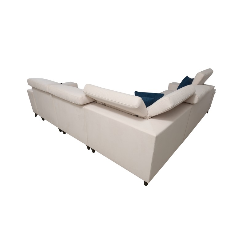 Das Ecksofa Alto III mit Latten, Schlaffunktion und verstellbaren Kopfstützen in Stoff Plecionka, Sawana 25.
