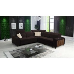 Alto III corner sofa with slats, sleeping function, and adjustable headrests in Plecionka fabric, Sawana 26