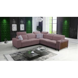 Alto III corner sofa with slats, sleeping function, and adjustable headrests in Plecionka fabric, Sawana 61