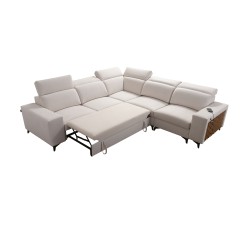 Ecksofa Alto III mit Lamellen, Schlaffunktion und verstellbaren Kopfstützen in Stoff Plecionka, Sawana 61